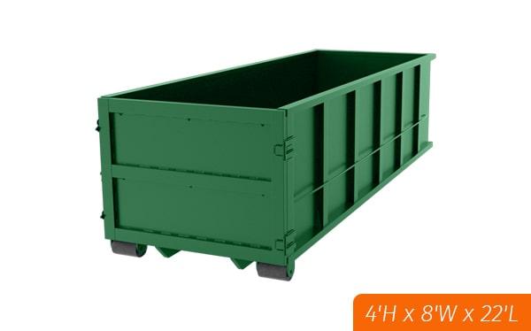 20-yard dumpsters are available for both commercial and residential use